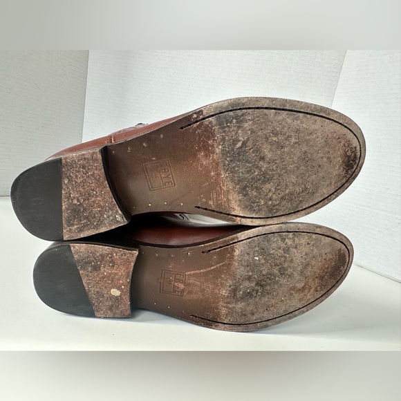 FRYE Melissa Button Cognac Brown Tan Tall Equestrian Riding Style Boots size 6.5 - Picture 9 of 11